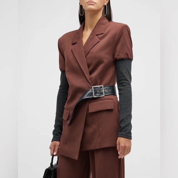 ✨ Host Pick ✨ WEWOREWHAT ~ Rib Sleeve Suiting Belted Blazer - Picture 2 of 8